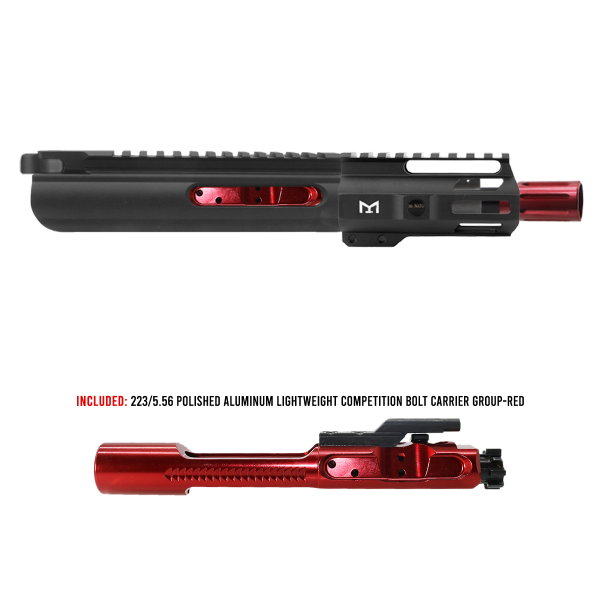 AR-15 5.56 NATO 5'' PISTOL - FORGED UPPER WITH 4'' M LOK HANDGUARD- SLICK SLIDE-INCLUDEG RED BCG- UPPER ASSEMBLY